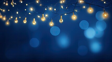 Poster - cozy christmas lights blue background