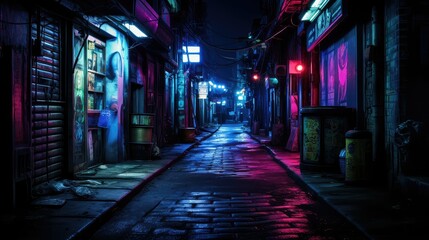 Poster - alleyway dark neon