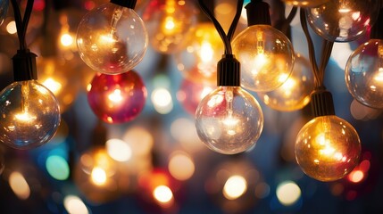 Canvas Print - ceiling christmas lights bulbs