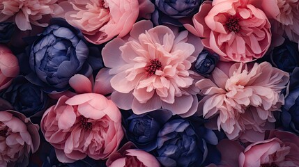 Poster - delicate pink and navy flowers