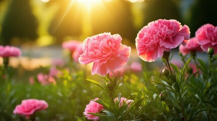 Wall Mural - vibrant pink carnations