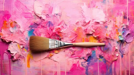 Poster - palette pink paint brush