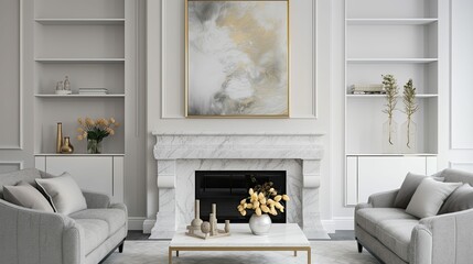 Poster - fireplace marble gray