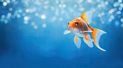 Poster - goldfish clean blue background