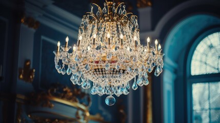 Canvas Print - crystals chandelier home interior