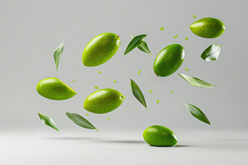Fresh green olive branch illustration for natural food design