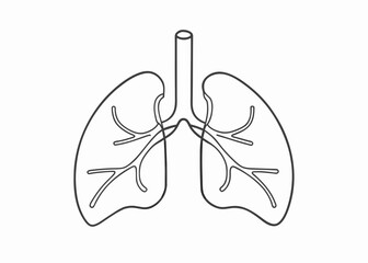 Wall Mural - Continuous one line drawing of human organ - Lungs. Lungs outline vector illustration
