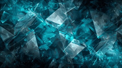 Wall Mural - Abstract shattered glass patterns in blue tones creating a dynamic and modern visual effect