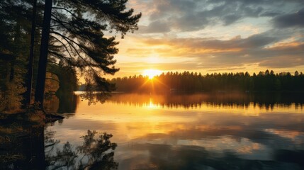 Canvas Print - water lake sun