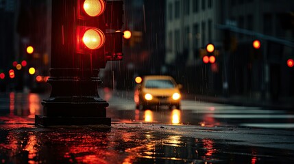 Canvas Print - urban red stop light