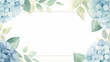 © tohceenilas - Elegant watercolor blue hydrangea floral frame with green leaves. Perfect for invitations, cards, and wedding designs.
