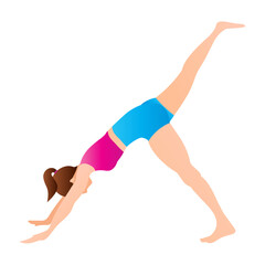 Wall Mural - Vector illustration of Woman doing Eka Pada Adho Mukha Svanasana on transparent background