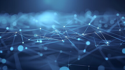 Wall Mural - abstract network connections with blue-toned dots and lines