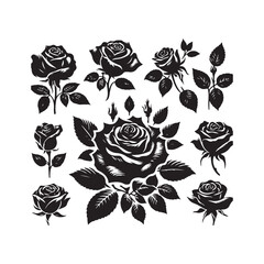 Poster - Rose silhouette Clip art isolated vector illustration on white background