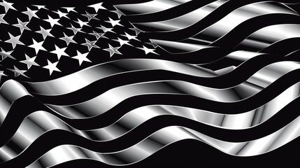 Patriotic Logo Design: American Flag in Bold Black and White