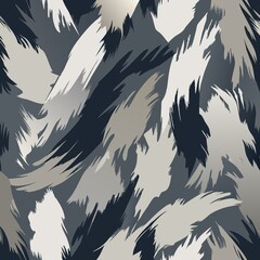 Wall Mural - Seamless pattern of abstract brush strokes in shades of charcoal and silver, Generative AI