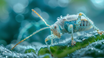 Wall Mural - Macro Photo of Insect on Leaf 