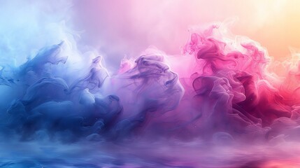 Wall Mural -  watercolor wash background with soft, flowing hues of pink, blue, and lavender, giving a dreamy and artistic feel