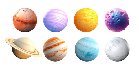 3d galaxy png cut out element set