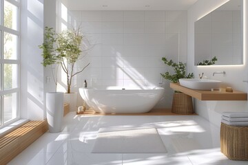 Bright Minimalist Bathroom, Bright bathroom with clean lines and minimal fixtures