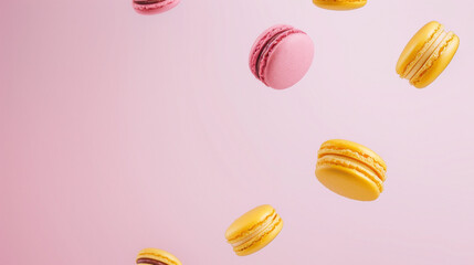 Wall Mural - High-quality photo captures colorful pasta desserts against delicate backdrop. Great for sweet ads.