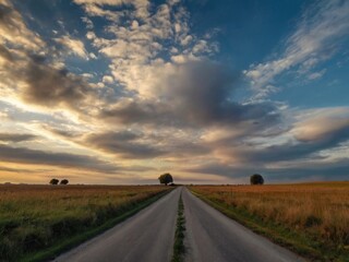 Wall Mural - photo with romantic landscape sky