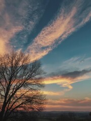 Wall Mural - photo with romantic landscape sky