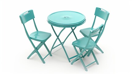 Canvas Print - Stools, tables, and chairs made of plastic. white background with an isolated plastic folding table