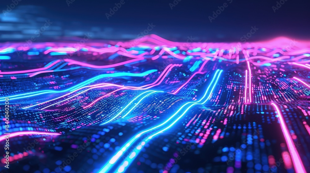 A digital landscape of flowing source code, with lines of C++ streaming ...