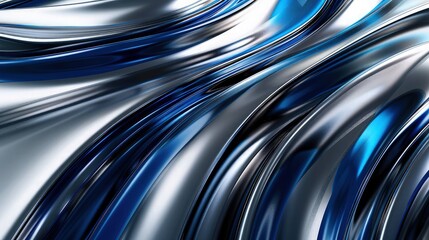 Wall Mural - A dynamic background with abstract, flowing lines in corporate colors of blue and silver, representing agility and fluidity in business strategy.