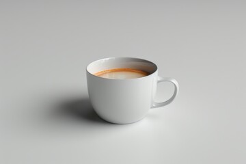 Poster - Minimalist white coffee cup on a light gray background, emphasizing simplicity and modern design