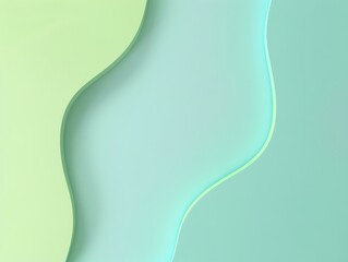 Wall Mural - Abstract design with wavy green layers and smooth curves, creating a soft and serene background.