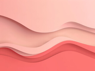Wall Mural - Abstract wavy design in coral tones with smooth layers, creating a soft and tranquil visual.