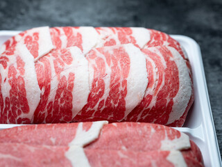 Canvas Print - sliced ​​frozen raw meat	