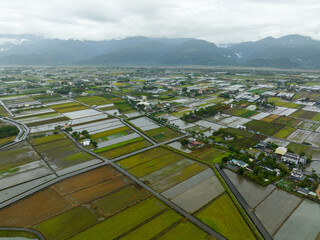 Sticker - Top view of the field in countryside of Yilan of Taiwan