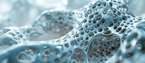 Wall Mural - abstract close-up of complex organic structure with intricate patterns and soft blue tones, perfect 