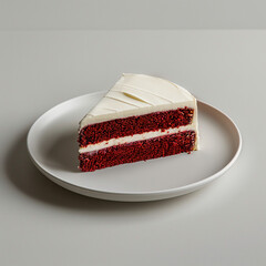 Wall Mural - Minimalist Delight: Red Velvet Cake on White Plate
