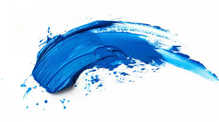 Wall Mural - Hand painted stroke of blue paint brush isolated on white background