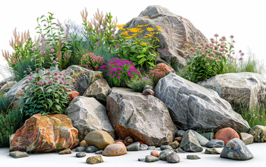 Wall Mural - Rocky Landscape with Wild Plants