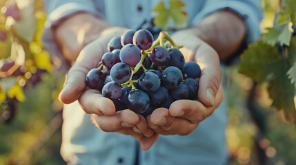 Wall Mural - grapes in hand