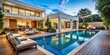 © Sangpan - Luxurious pool area designed by architect , pool, architecture, stylish, modern, design, luxury, exterior, outdoor, relaxation, lifestyle, elegant, landscaped, serene, tranquil