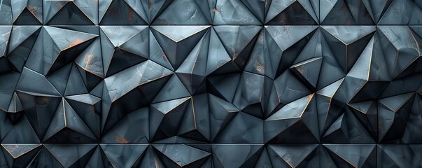 Triangular, tile Wallpaper with 3D, Black blocks. 3D Render Polished, Semigloss Wall background with tiles.