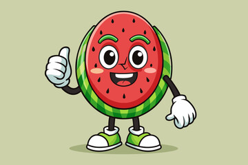 Sticker - watermelon retro mascot with hand and feet retro vector illustration