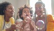 © Paulius - Generations of Joy: African American Girl Blowing Bubbles with Mother and Grandmother at Home
