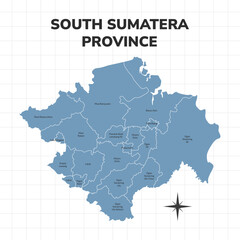 Wall Mural - South Sumatera Province map illustration. Map of province in Indonesia