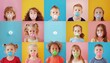 © Paulius - Bubble Gum Fun: Adorable Children Blowing Bubbles on Colorful Backgrounds