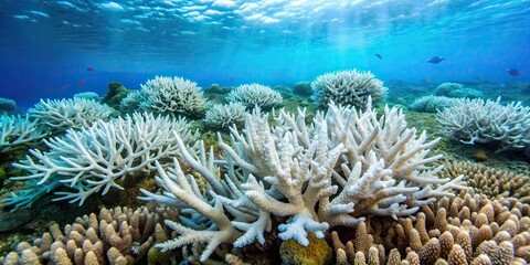Close-up of dying coral reef affected by ocean pollution and bleaching , coral, reef, dying, pollution, bleaching, ecosystem, underwater, environment, marine life, degradation, conservation