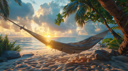 hammock on the tropical peaceful beach