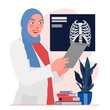 © imitystudio - female doctor checks x-ray for bones in flat illustration
