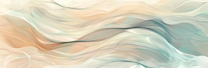 Stylish header with abstract waves illustration in dark gray, teal blue, and slate gray tones